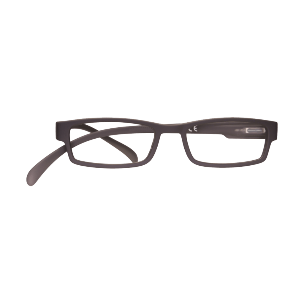 Klammeraffe No.01 reading glasses in mud color on a white background, unisex design with longer temples.