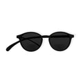 Klammeraffe No.12 bifocal reading sunglasses in black color on a white background, unisex design with longer temples.