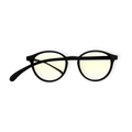 Klammeraffe No.12 blue light reading glasses in black color on a white background, unisex design with longer temples.