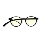 Klammeraffe No.12 blue light reading glasses in black color on a white background, unisex design with longer temples.