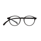 Klammeraffe No.12 reading glasses in black color on a white background, unisex design with longer temples.